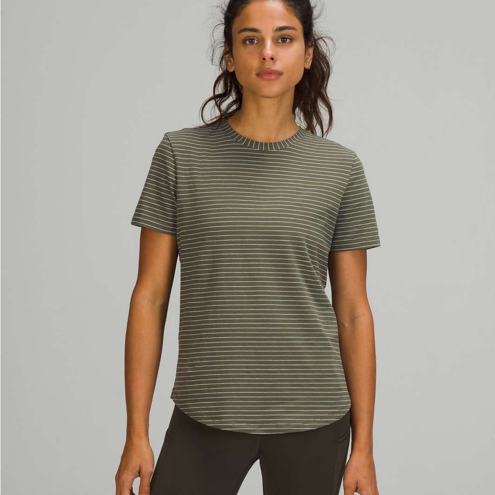 Lululemon | Love Crewneck T-Shirt *Cloud Wash (Striped Medium Olive White)